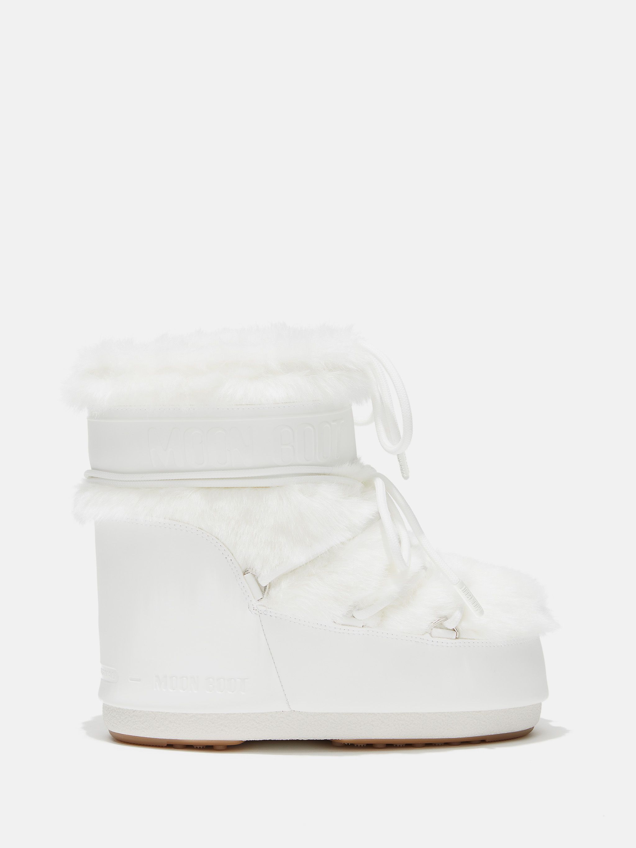 ICON LOW WHITE FAUX-FUR BOOTS | moon_boot