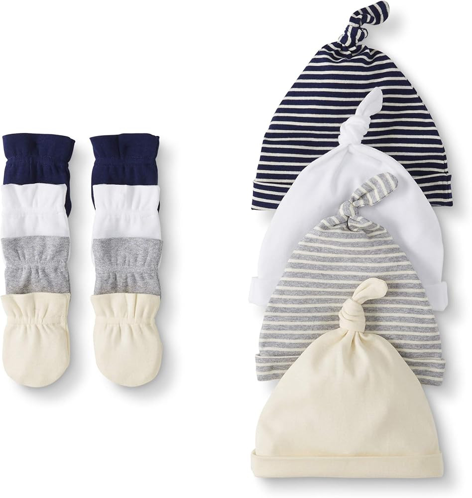 Moon and Back by Hanna Andersson Baby Boys' and Girls' 4-Pack Organic Cotton Cap and Mitten Set | Amazon (US)