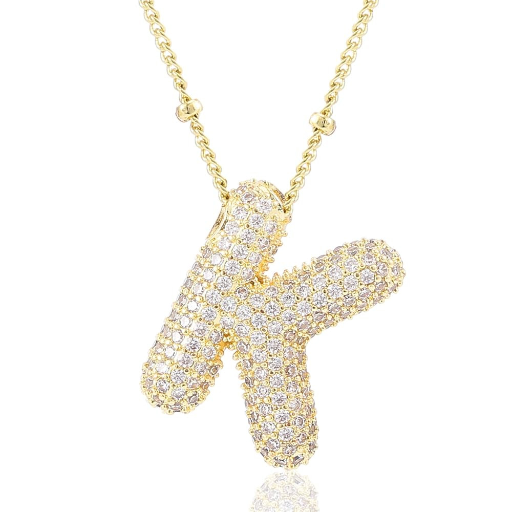 Letter Necklace, 14k Gold Plated Bubble Balloon Dainty Necklace for Women, Chunky Initial Charm P... | Amazon (US)