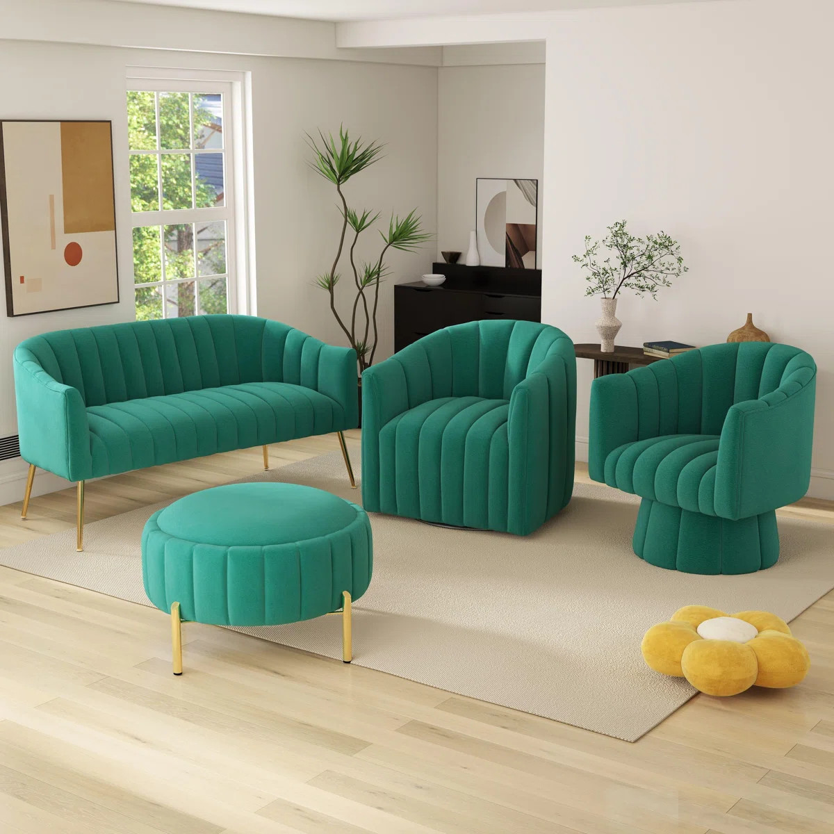 Ingimoth 4 - Piece Velvet Living Room Set | Wayfair North America