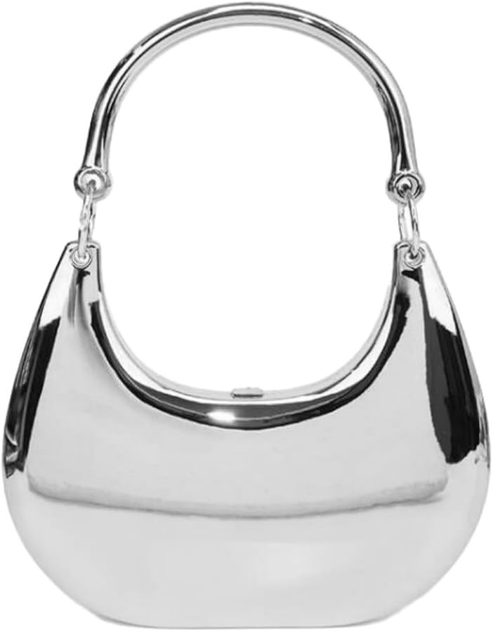 Women Acrylic Clutch Purses Unique Moon Shaped Evening Bag Metallic Acrylic Top Handle Handbag fo... | Amazon (US)