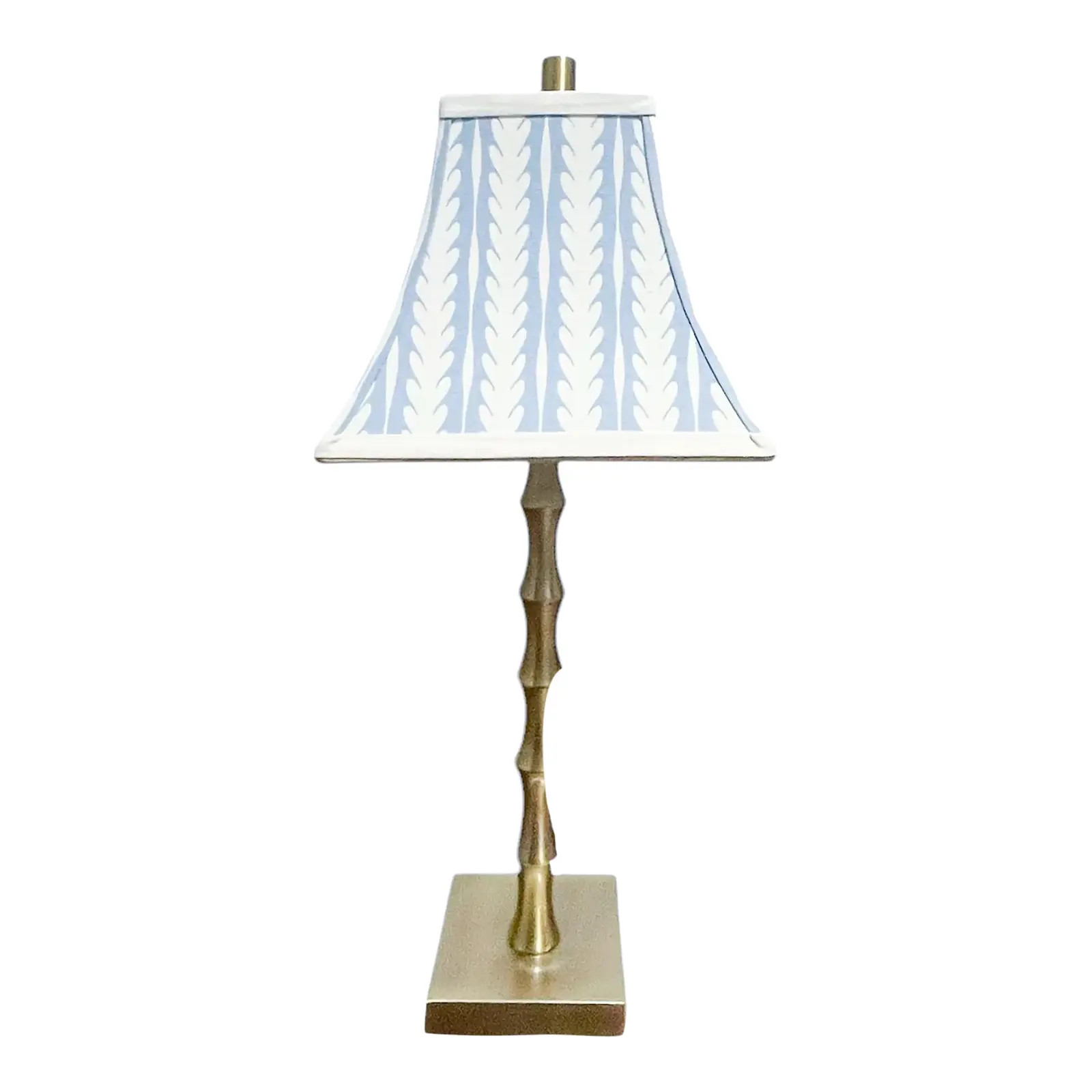 Brushed Gold Bamboo Buffet Lamp With Custom Shade | Chairish