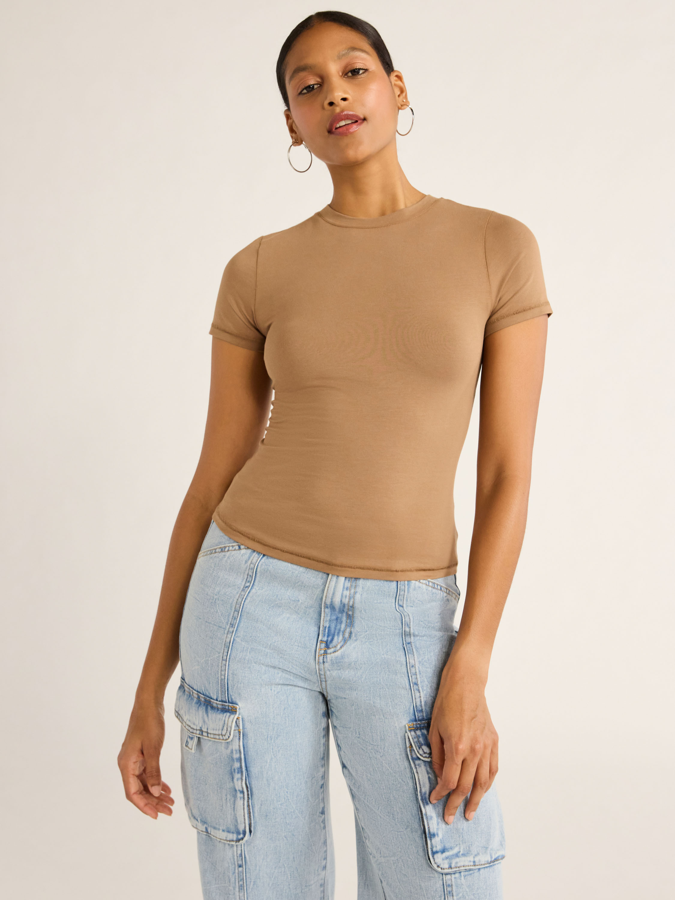 Scoop Women's Cotton Blend Fitted Baby Tee with Short Sleeves, Sizes XS-XXL - Walmart.com | Walmart (US)