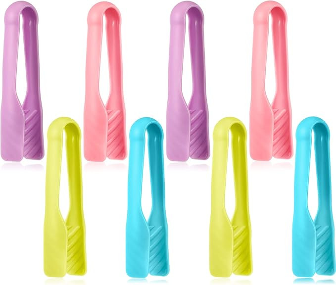 CHENGU 8 Pieces Multi Colored Set of Tongs Mini Plastic Tongs Cooking Tongs Tweezers Kids Adults ... | Amazon (US)