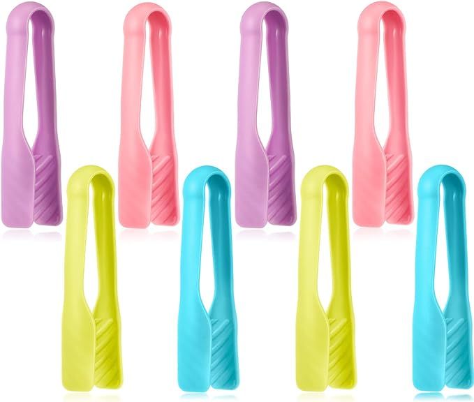 CHENGU 8 Pieces Multi Colored Set of Tongs Mini Plastic Tongs Cooking Tongs Tweezers Kids Adults ... | Amazon (US)