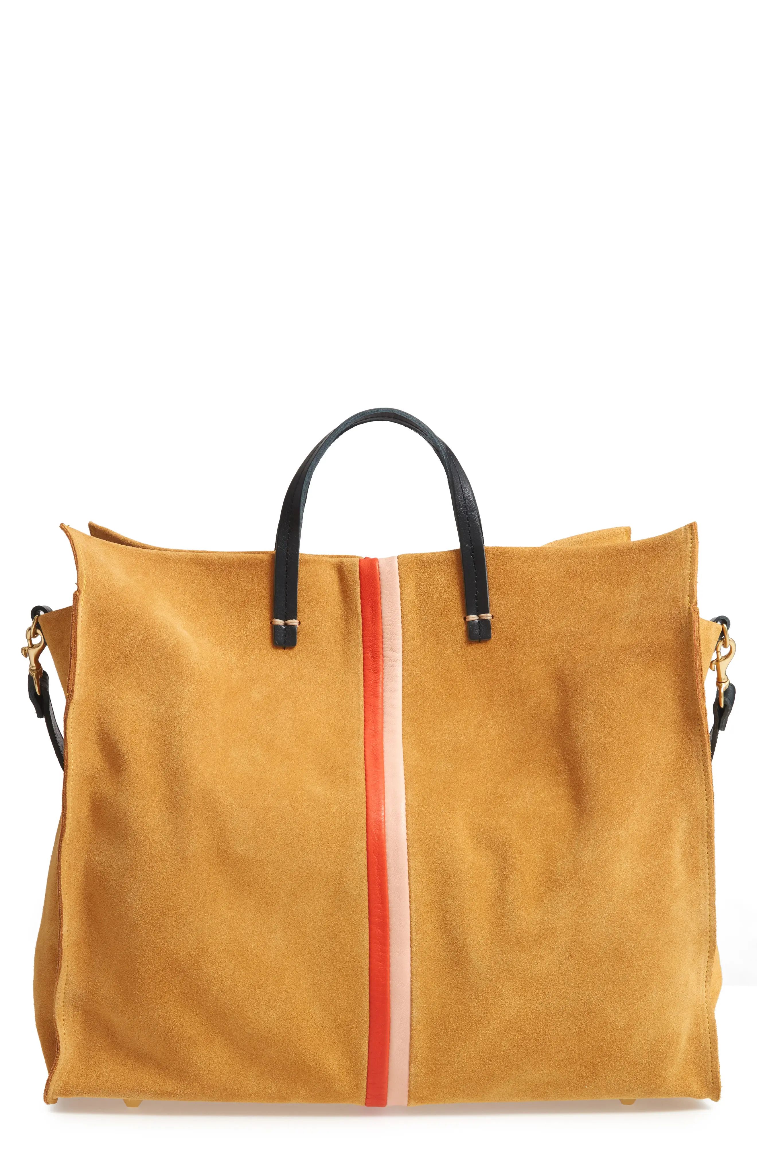 Clare V. Simple Stripe Suede Tote - Yellow | Nordstrom