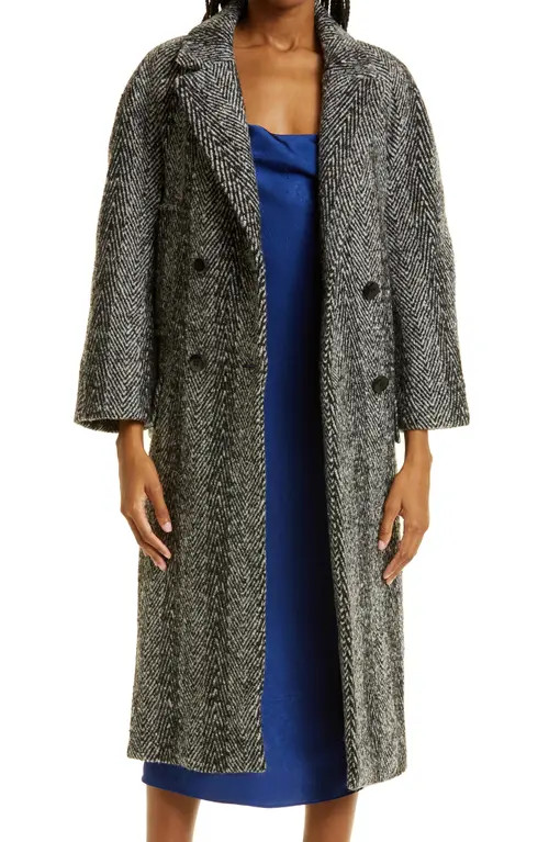 Baum und Pferdgarten Danica Herringbone Double Breasted Coat in Salt And Pepper at Nordstrom, Size 1 | Nordstrom