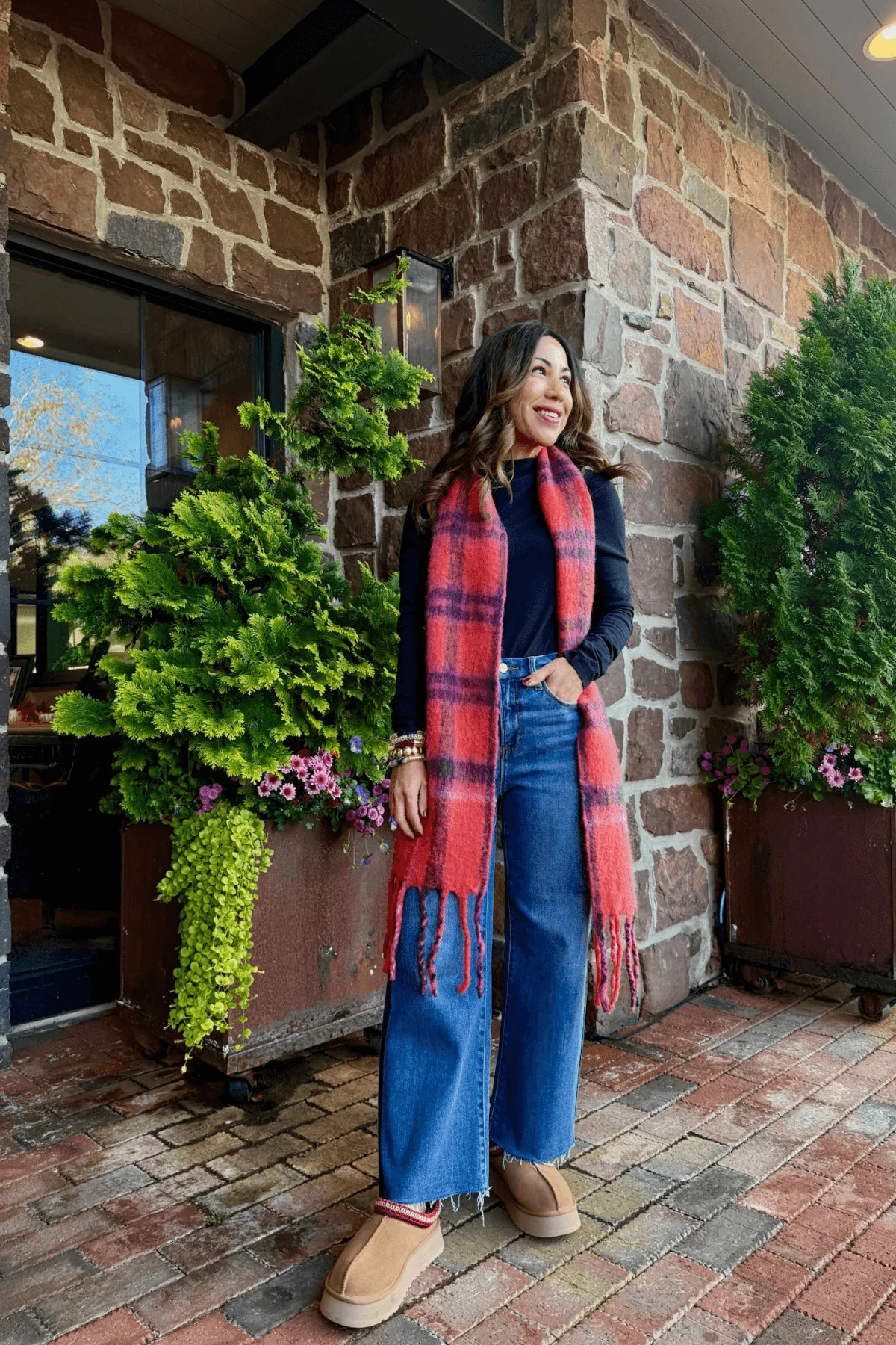 Free People Highland Plaid Skinny Scarf | Social Threads
