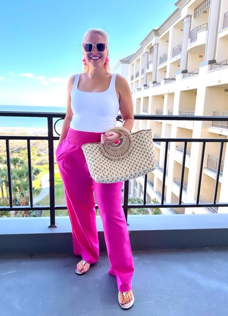 Pink beach resort outfit 

Pants large
Bodysuit large
Straw bag


#LTKSeasonal #LTKShoeCrush #LTKStyleTip #LTKItBag #LTKFindsUnder100 #LTKOver40 #LTKMidsize #LTKTravel #LTKSwim #LTKU #LTKFestival #LTKGiftGuide #LTKSaleAlert #LTKActive 