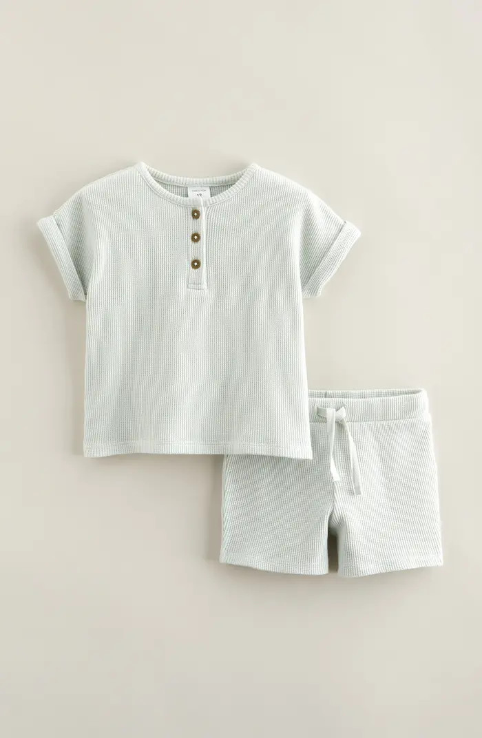 Waffle Knit Henley & Shorts Set | Nordstrom Rack