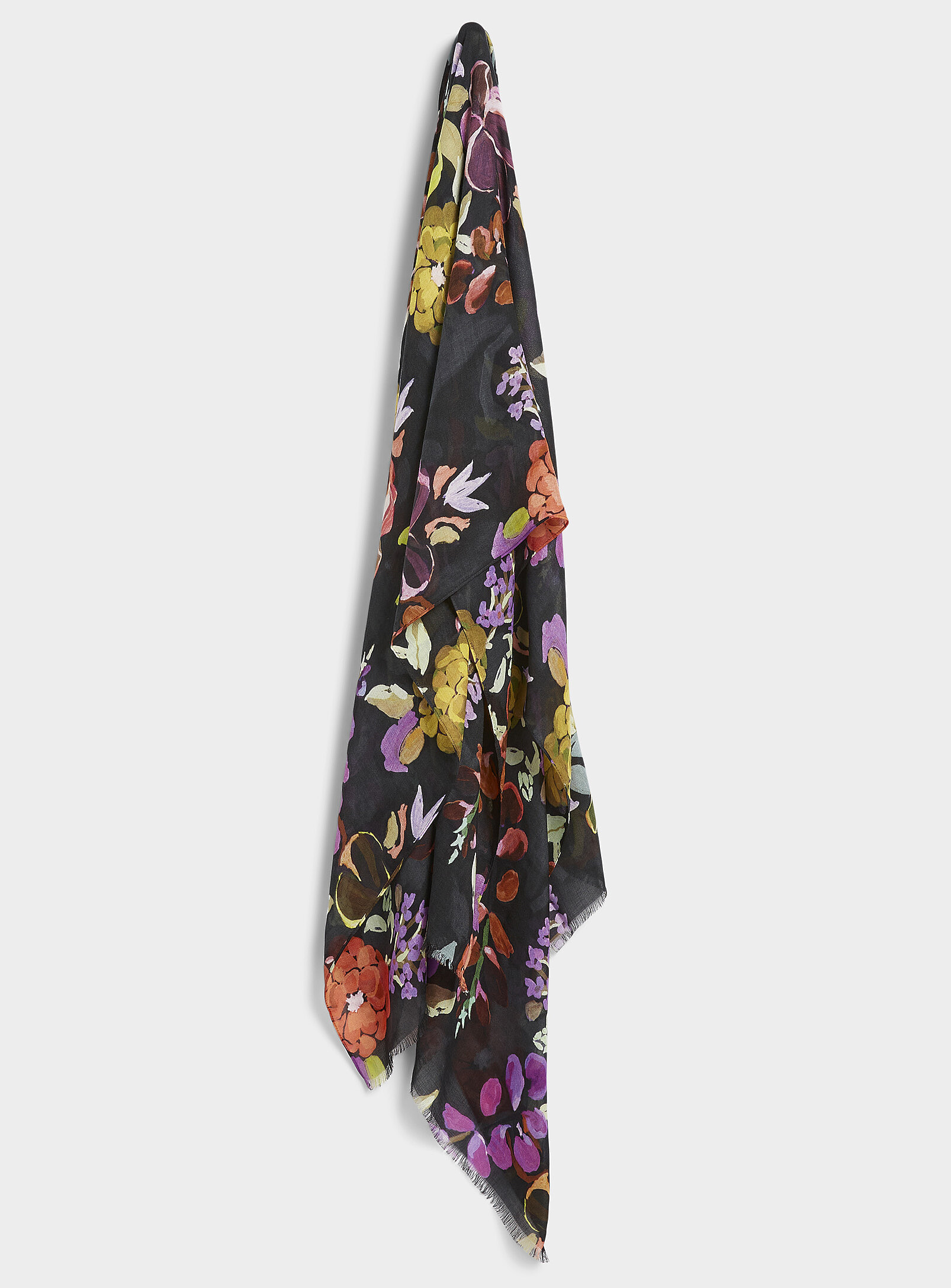 Echo Design - Lightweight vibrant floral scarf (Women, Black, ONE SIZE) | Simons