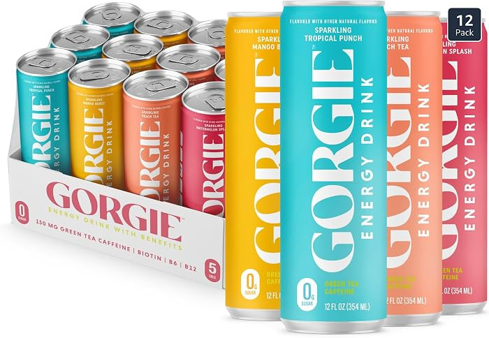 GORGIE Sugar Free Natural Energy Drinks, BestSellers Variety (12 Pack) - Healthy Energy Drinks - ... | Amazon (US)