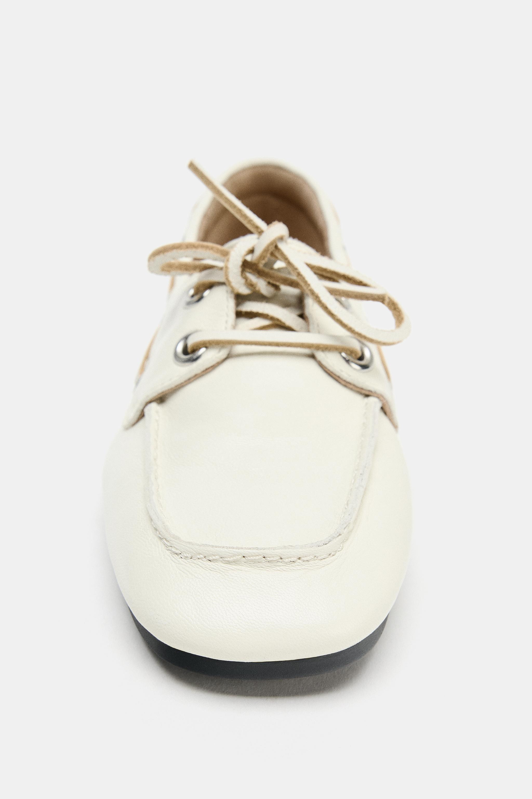 LEATHER LOAFERS WITH EYELETS | Zara US