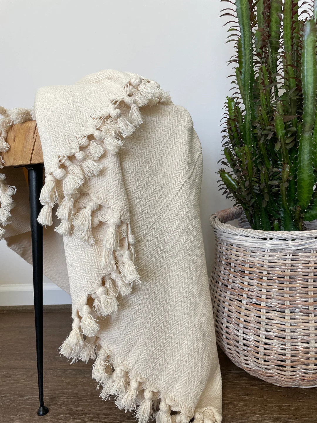 Soft, Cozy, Unbleached, Undyed 100% Cotton Throw Blanket ,Cream Large Cotton Throw, Throw with 4 ... | Etsy (US)
