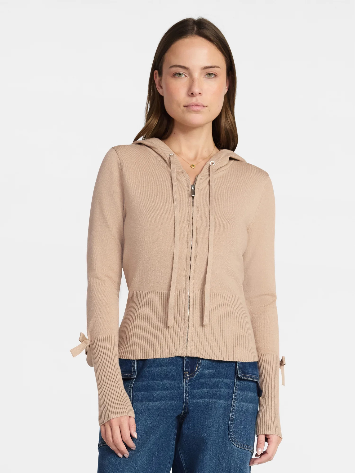 Madden NYC Women's Zip Up Sweater, Lightweight, Sizes XXS-XXL | Walmart (US)