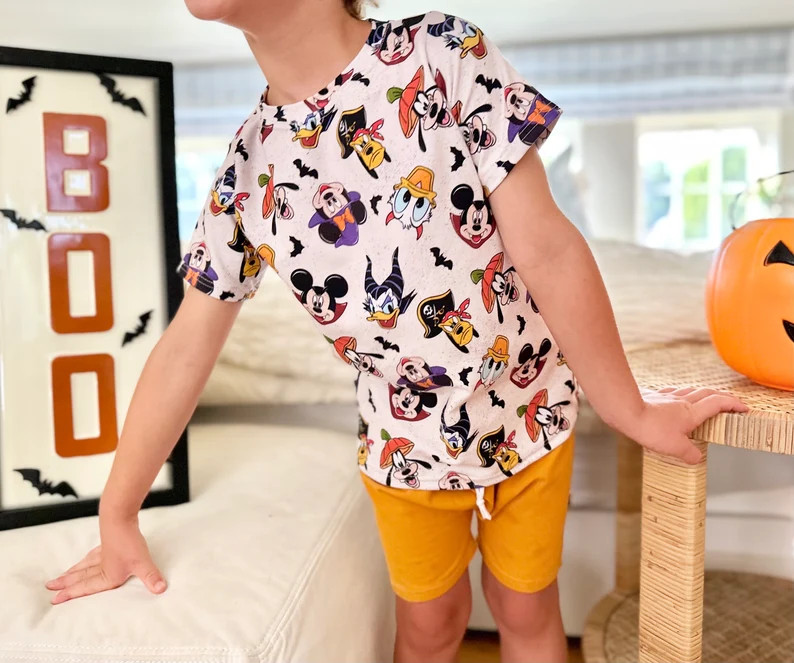 Kids Halloween Disney T-shirt Shorts Set, Not so Scary Mickey T-shirt, Kids Disney Halloween Shor... | Etsy (US)