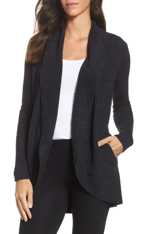 barefoot dreams CozyChic Lite® Circle Cardigan in Black at Nordstrom, Size Large | Nordstrom