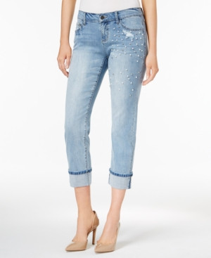 Earl Jeans Pearl Embellished Boyfriend Jeans | Macys CA