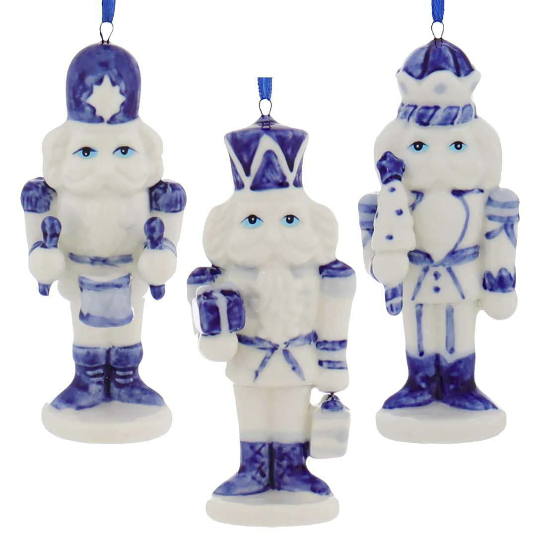 Porcelain Delft Blue Nutcracker Ornaments, 3 Assorted for Christmas | Amazon (US)