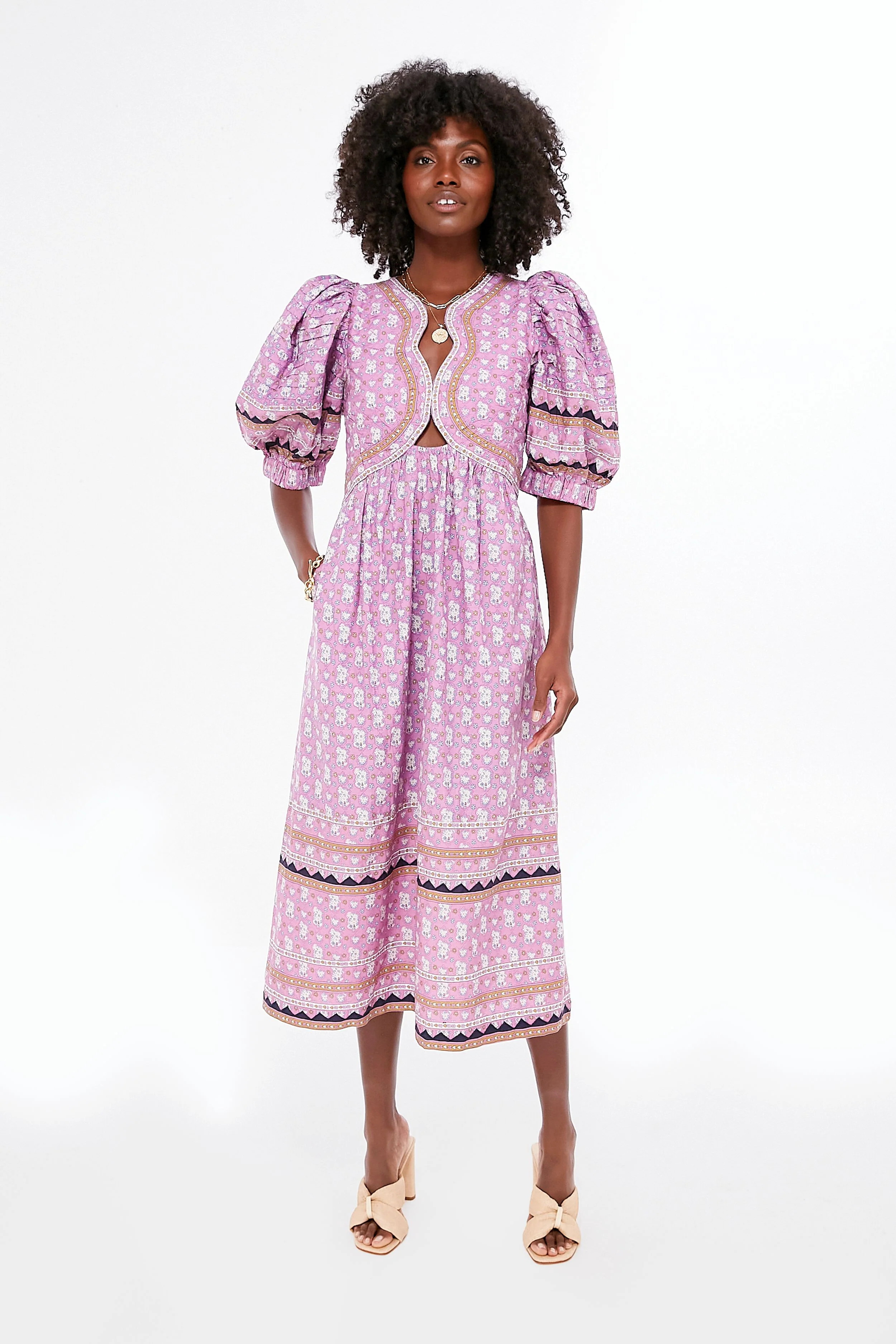 Lilac Perry Border Puff Sleeve Dress | Tuckernuck (US)