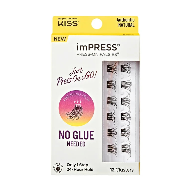 KISS imPRESS Lash Clusters, imPRESS Falsies, Authentic Natural, 12mm-14mm, 12 Clusters | Walmart (US)