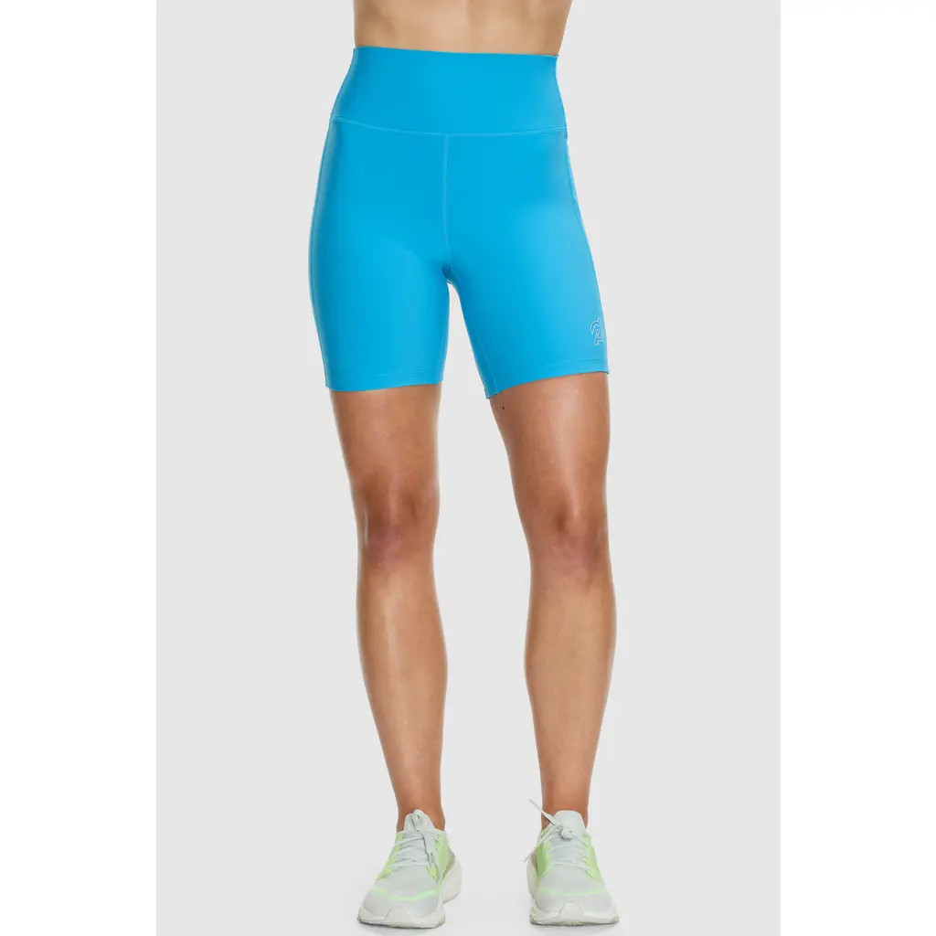 Peloton Cadent 7"" High Rise Pocket Bike Short in Bright Cyan at Nordstrom, Size 1X | Nordstrom