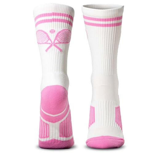 ChalkTalkSPORTS Tennis Performance Crew Socks - Crossed Racquets - Pink - Tennis Mid-Calf Socks - Adult | Amazon (US)