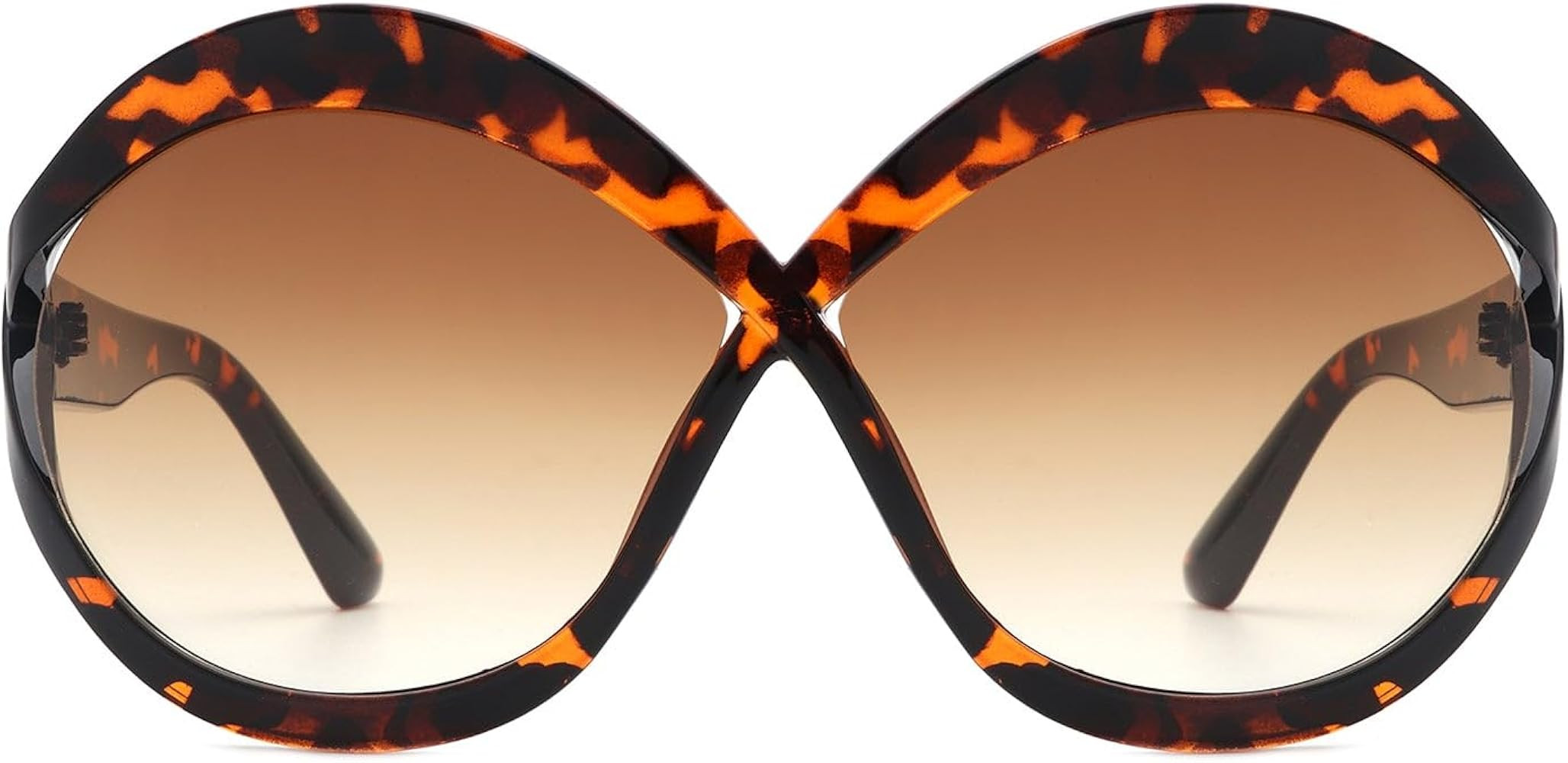 Exaggerated Oversized Design Gold Accent Tortoise Sunglasses Rounded Frames | Amazon (US)