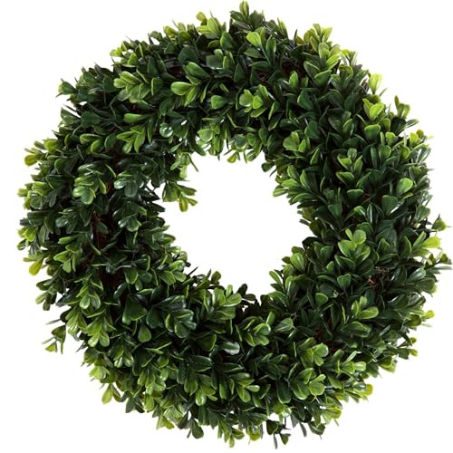 12-Inch Boxwood Wreath - Round UV Resistant Artificial Spring, Summer, Fall, or Winter Wreath - Indoor/Outdoor Wreaths for Front Door by Pure Garden | Amazon (US)