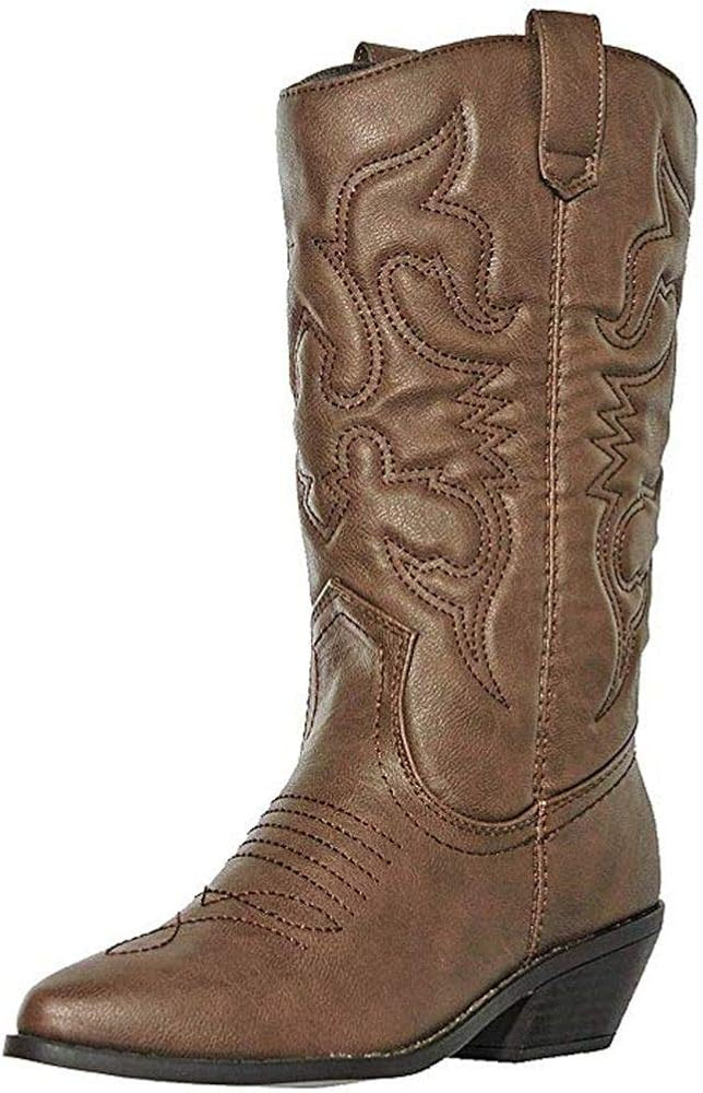 Soda Reno Women Western Cowboy Pointed Toe Knee High Pull On Tabs Boots | Amazon (US)