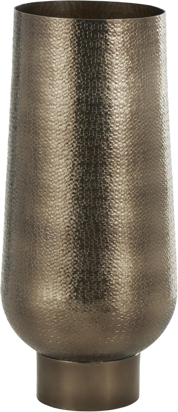 Deco 79 Aluminum Metal Geometric Decorative Vase Textured Wide Floor Centerpiece Vase with Elevat... | Amazon (US)