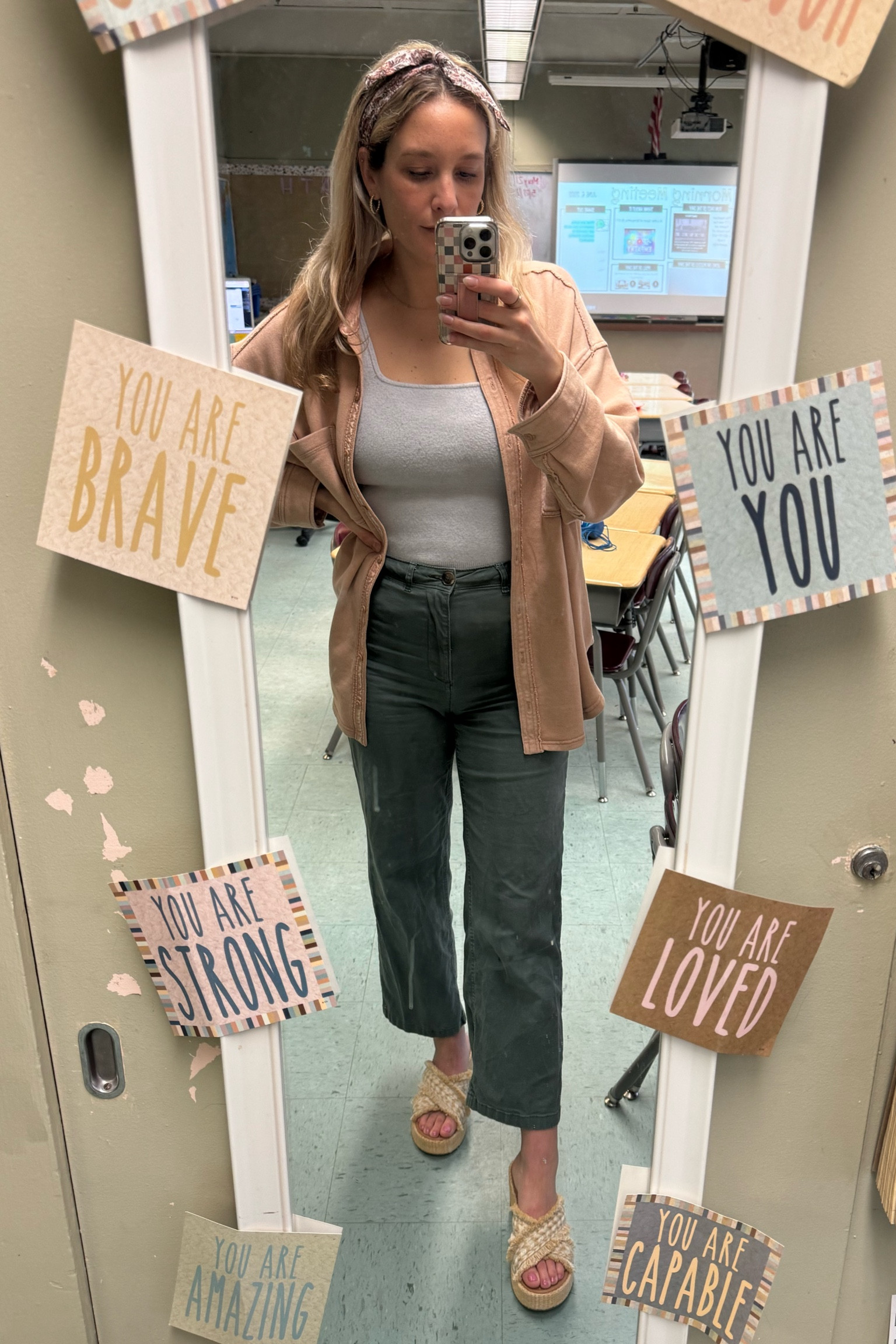 Spring teacher outfit 

Target shoes
Old navy pants
Abercrombie tank 
American eagle button upp

#LTKMidsize #LTKWorkwear #LTKFindsUnder50