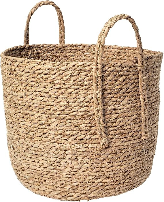 Simple Elements Woven Rattan Storage Basket \u2013 Decorative Storage basket for Blankets, Toys, ... | Amazon (US)