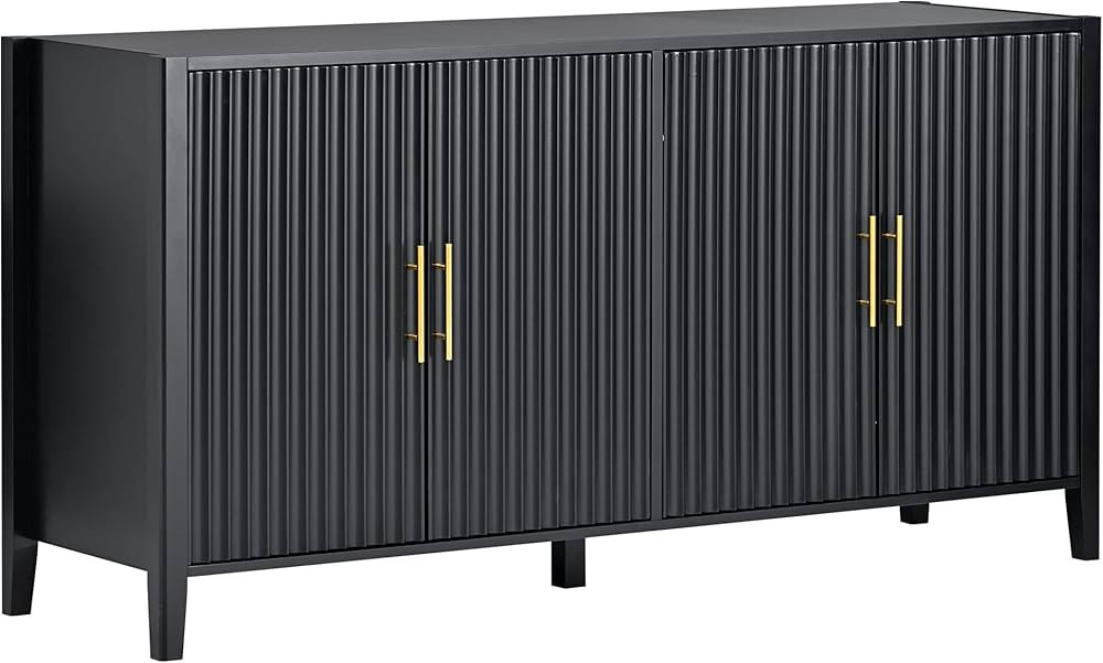63" Fluted Sideboard Buffet Cabinet with Storage,Doors& Gold Handles, Wood Modern Sideboard Accen... | Amazon (US)