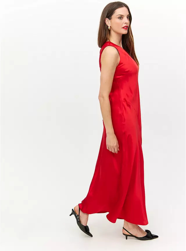 Buy Red Satin Sleeveless Midaxi Dress 14 | Dresses | Tu | Tu Clothing