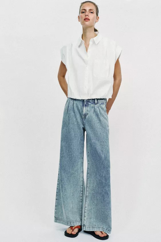 Z1975 WIDE LEG JEANS WITH DARTS | Zara US