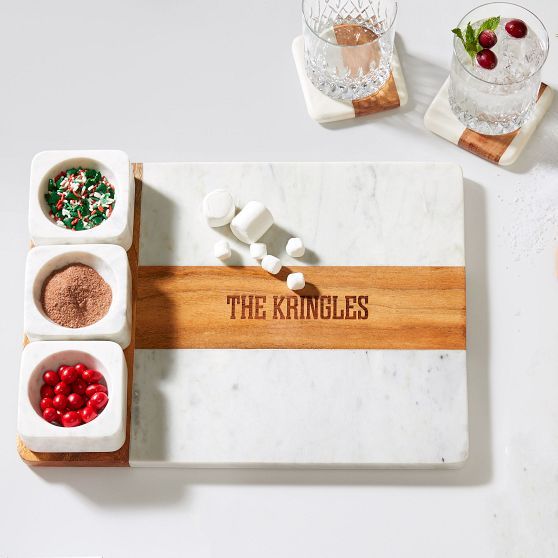 WOOD AND MARBLE APPETIZER SERVING PLATTER | Mark and Graham