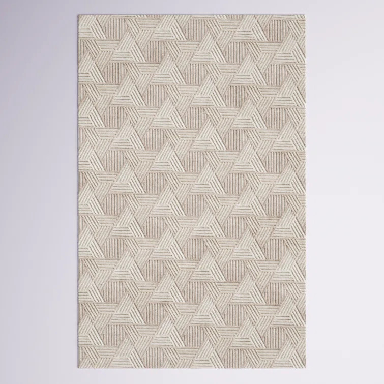 Allyson Geometric Hand Tufted Wool Oatmeal/Ivory Area Rug | Wayfair North America