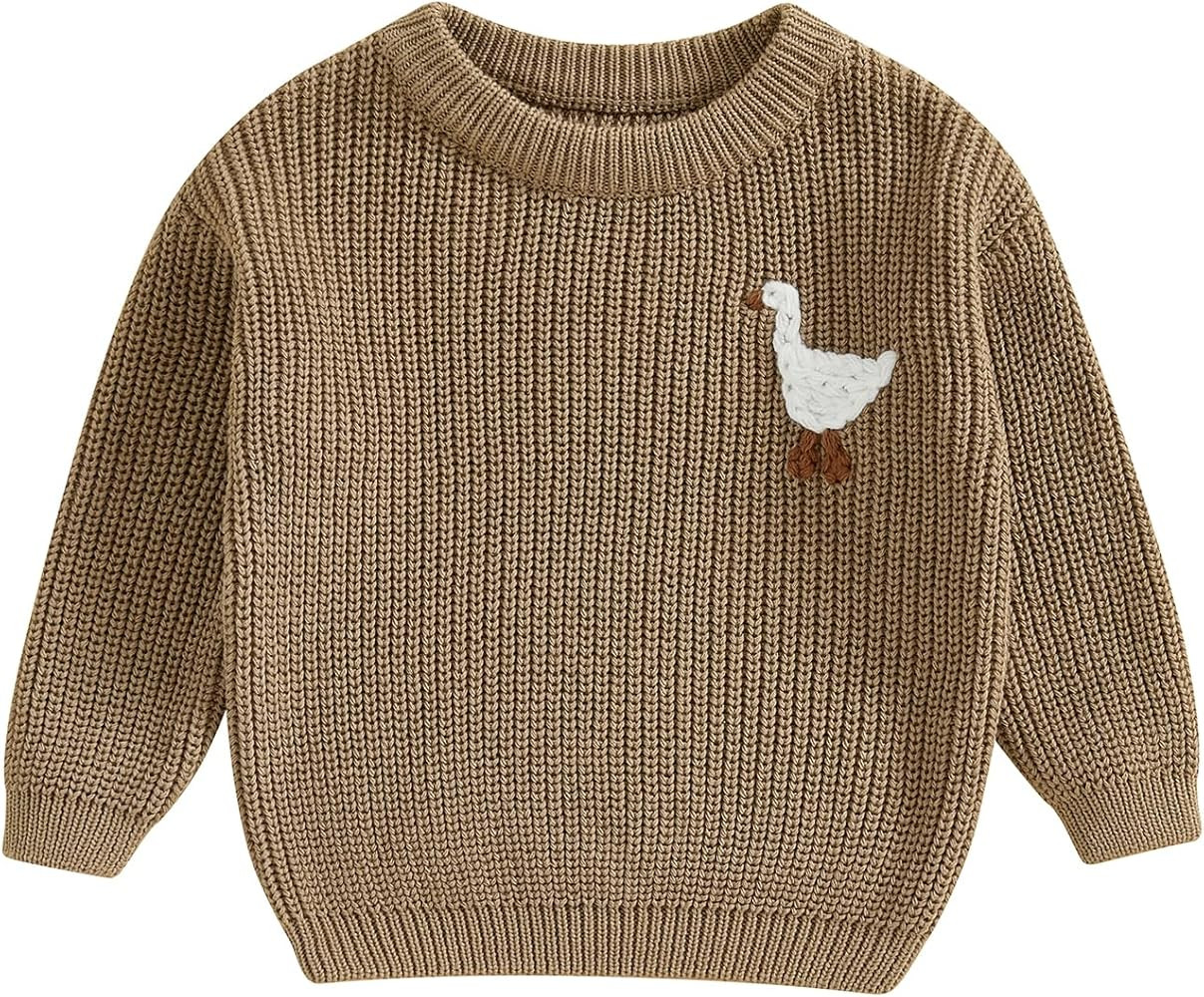 Infant Baby Boy Girl Knit Sweater Rooster Goose Embroidery Crew Neck Long Sleeve Pullover Knit Sh... | Amazon (US)