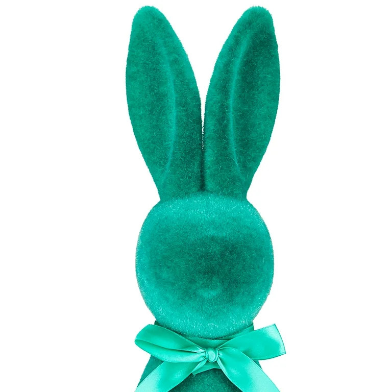 Way to Celebrate Easter Flocked Bunny Decor, Emerald, 16" | Walmart (US)
