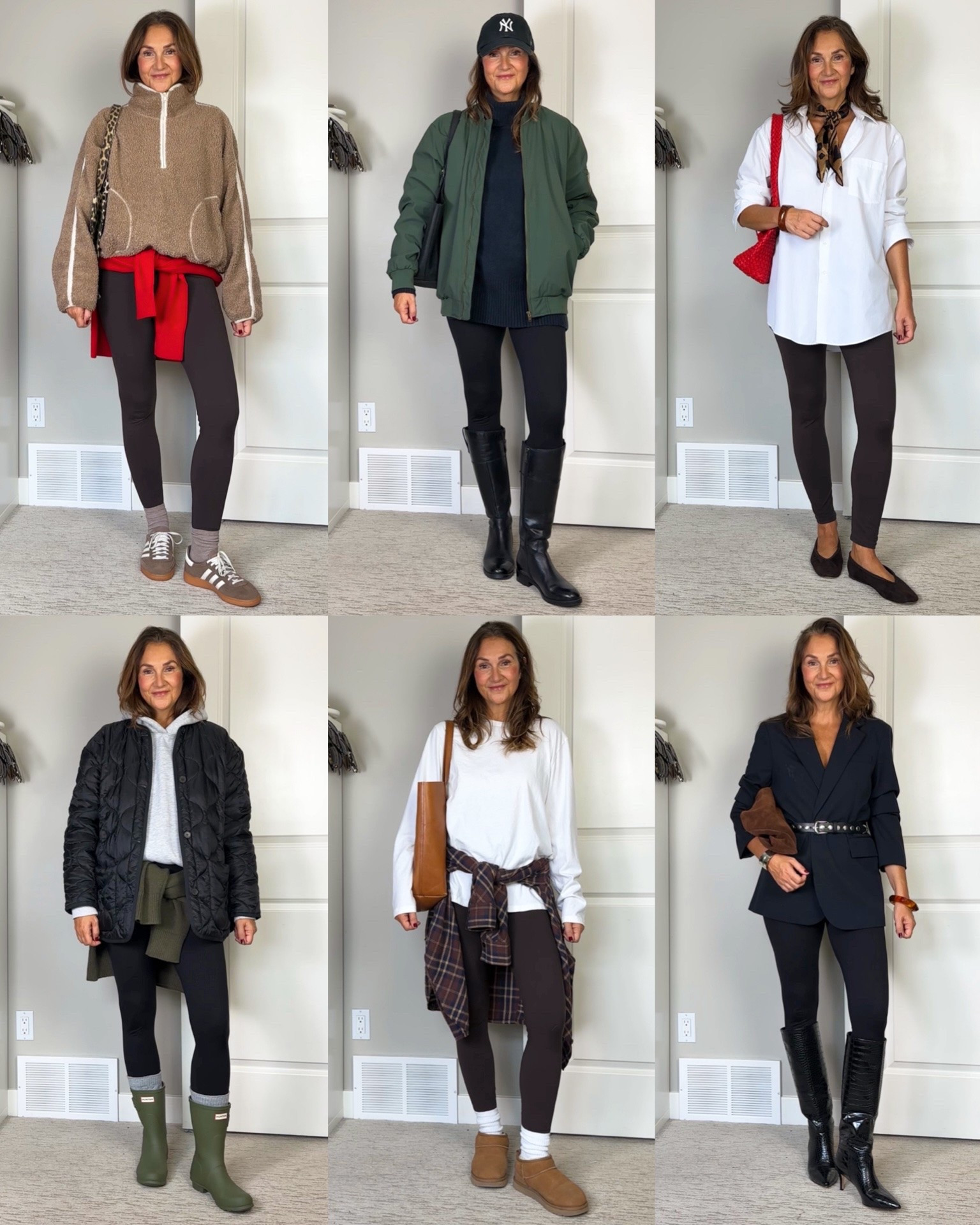 Leggings outfit ideas! These leggings are my go to in the fall, they are super stretchy and have no compression but are incredibly comfortable as super affordable! Im 5’ 7” and wear size S/M.
I linked what I could from the outfits, most things fit tts but I often size up in jackets and tops cause I prefer a roomy fit and I have long arms.