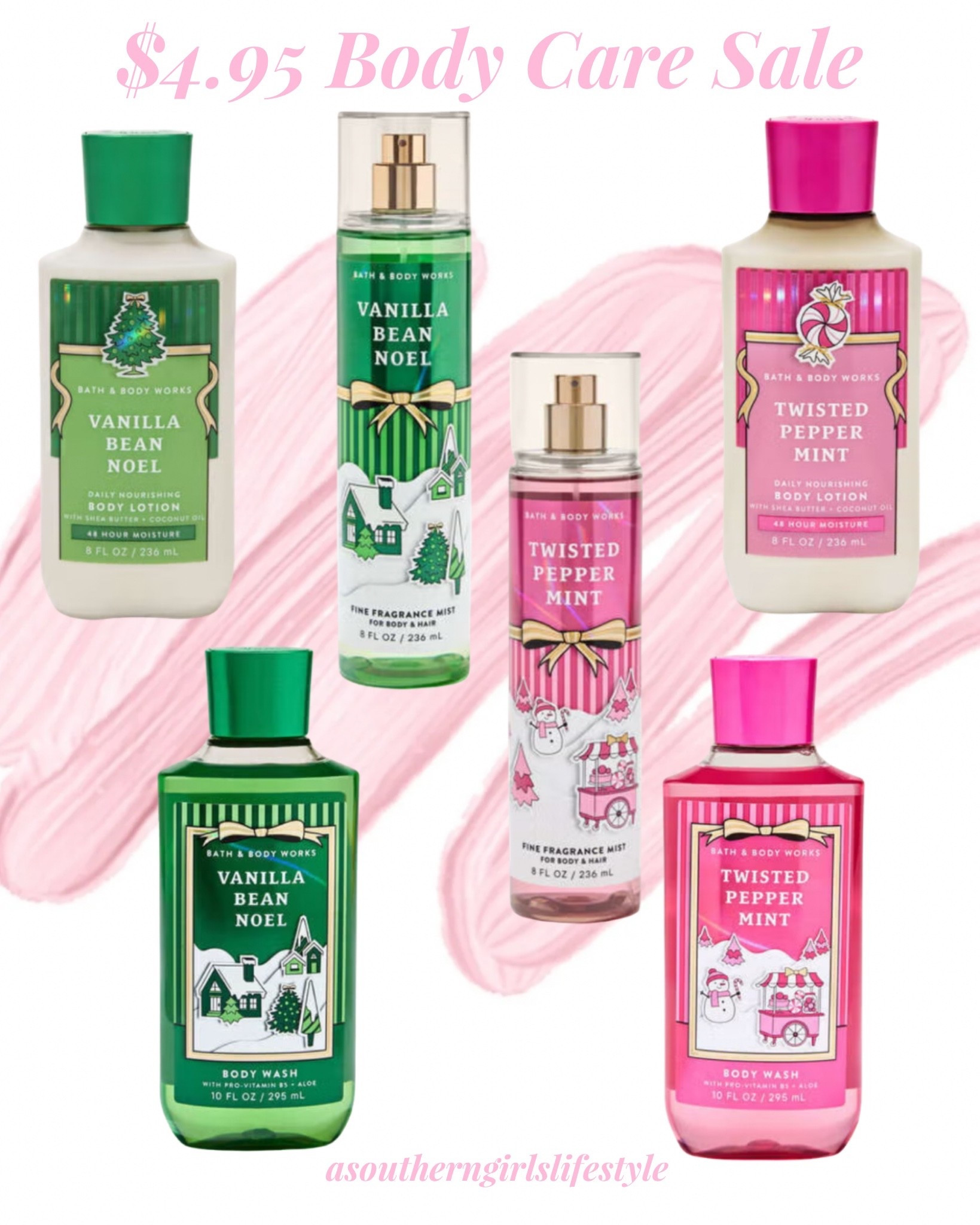 $4.95 Body Care Sale is happening at Bath and Body Works! All scents! Great Christmas Gift & Stocking Stuffers 

Body Wash. Lotion. Fragrance Mist

#LTKHoliday #LTKGiftGuide #LTKSaleAlert