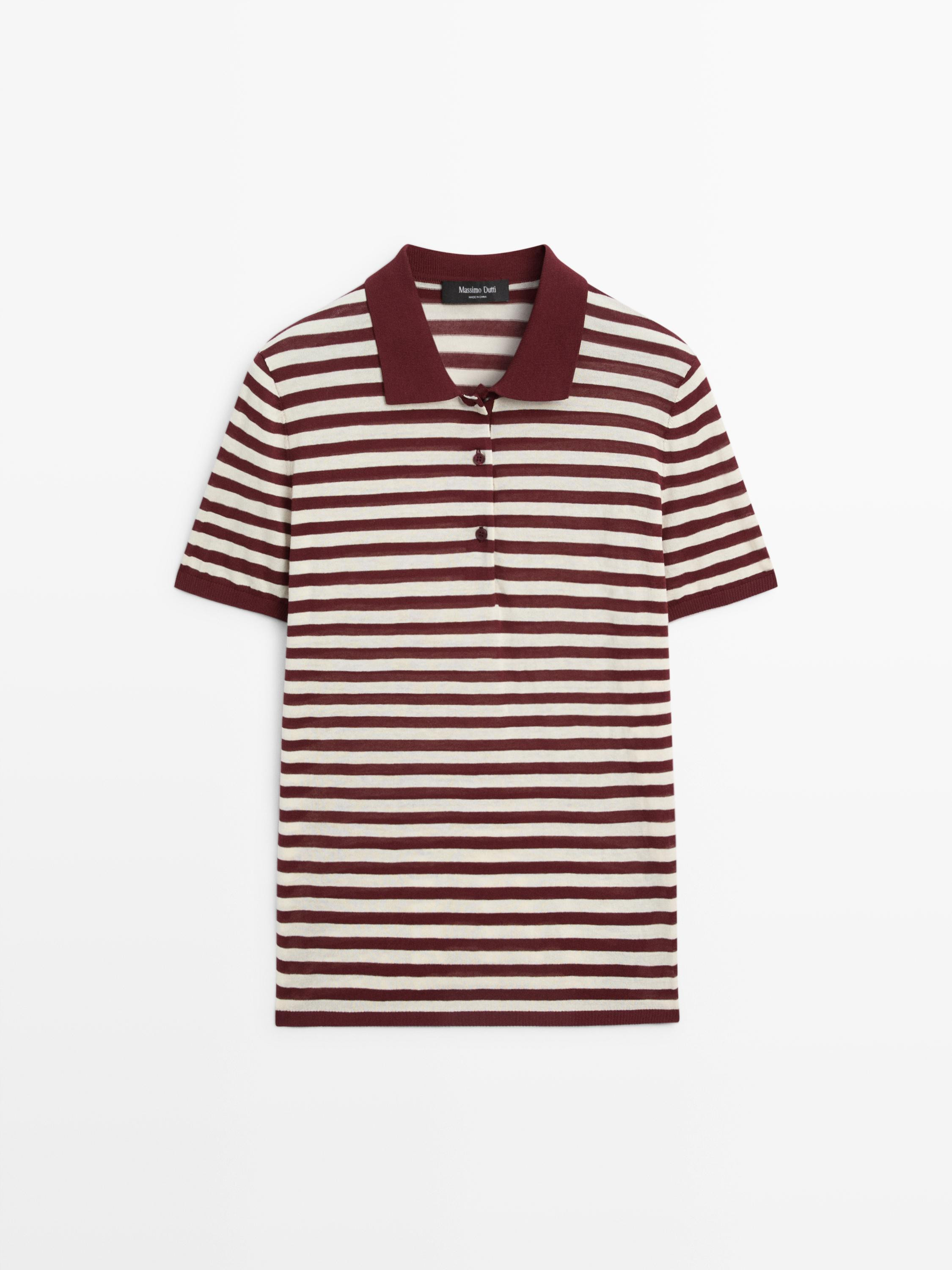 Cotton polo shirt with striped details | Massimo Dutti UK