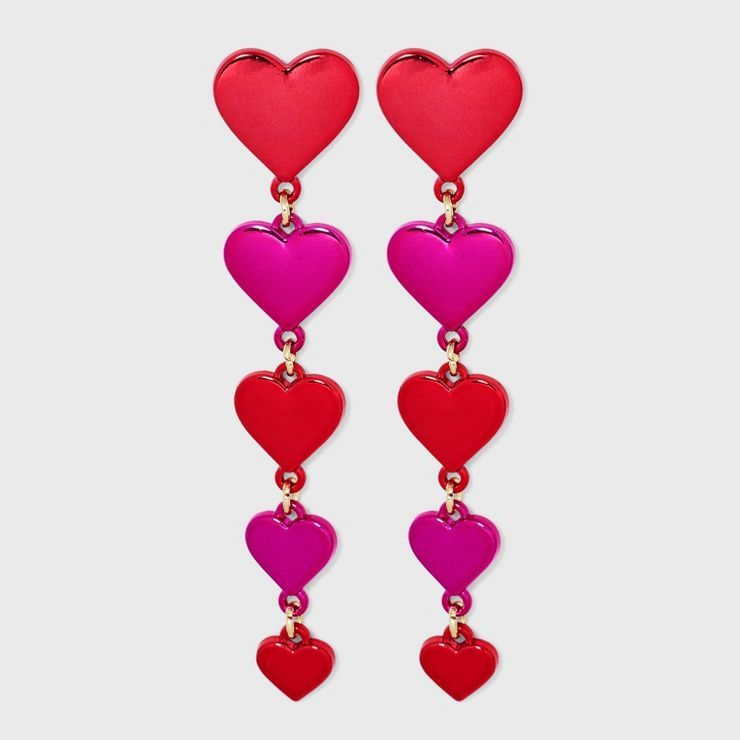 SUGARFIX by BaubleBar Heart Drop Linear Earrings - Red/Pink | Target