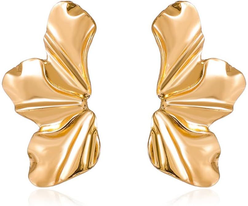 Gold Flower Earrings for Women,14K Gold Plated Flower Dangle Drop Earrings,Exaggerated Flower Flo... | Amazon (US)