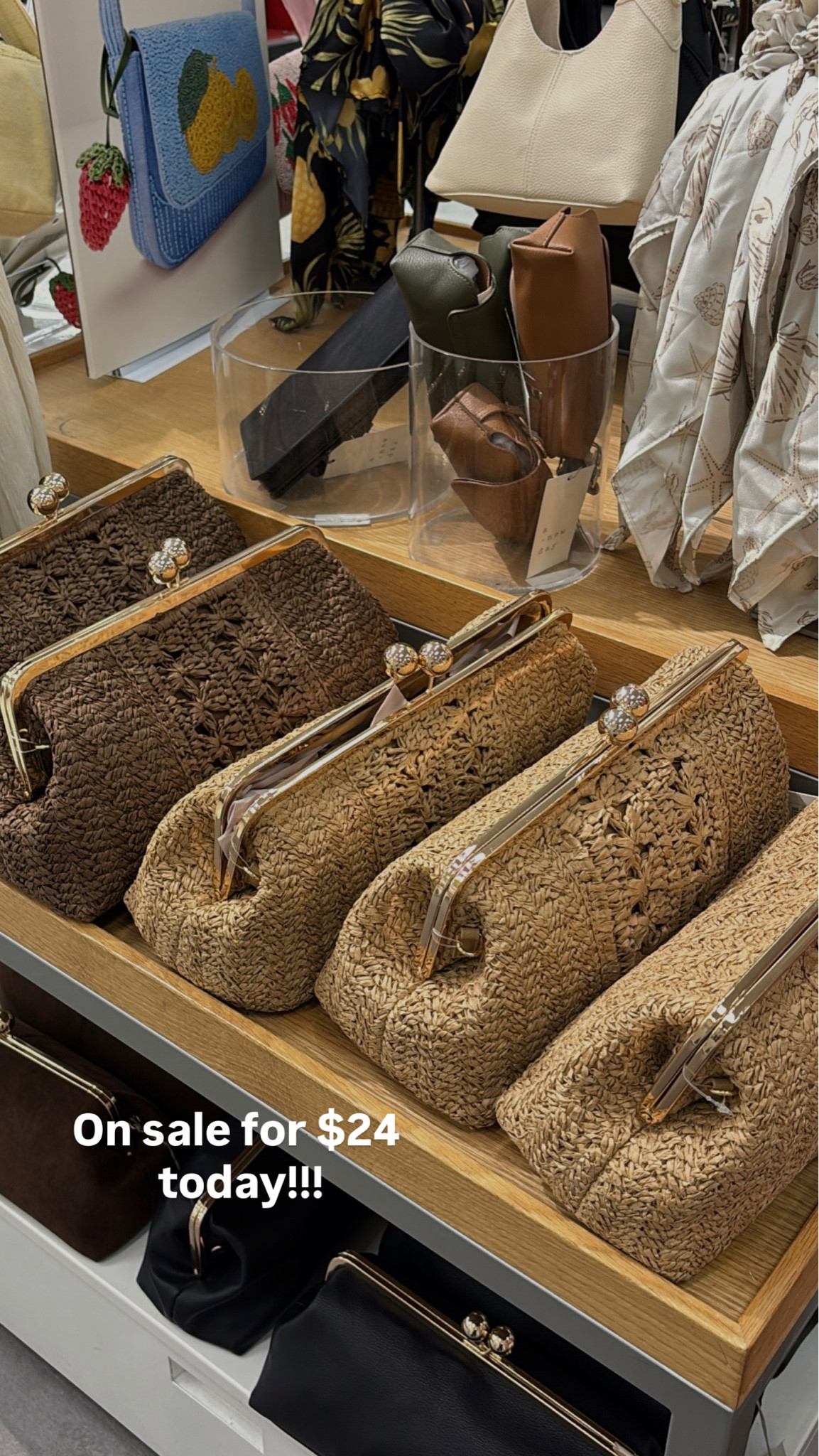 These bags are on sale for $24 today!!! Love that is has a strap but can also be a clutch! Perfect for summer 

#LTKSaleAlert