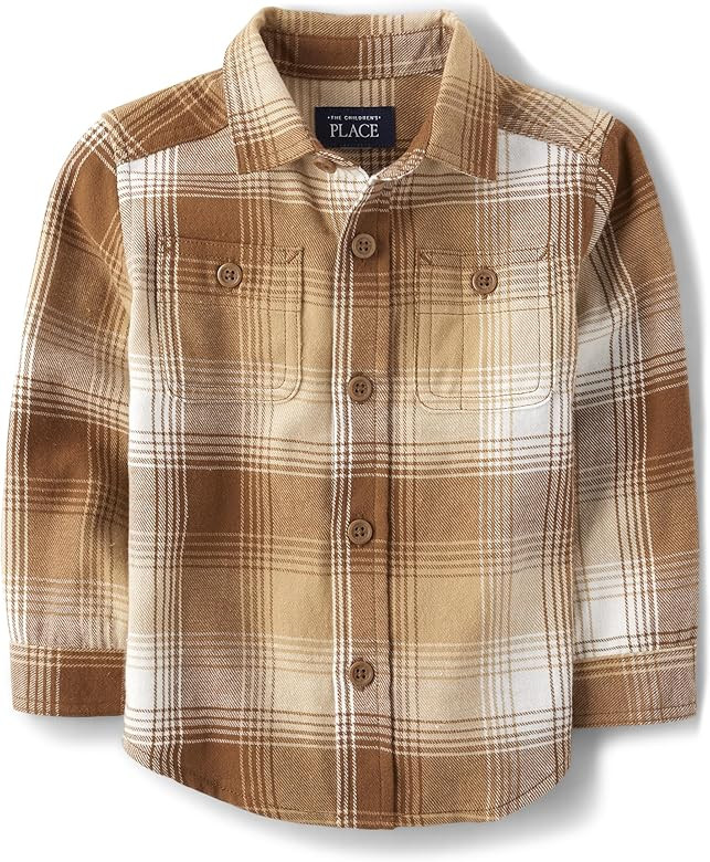 The Children's Place Baby Boys' and Toddler Long Sleeve Plaid Flannel Button Up Shirt | Amazon (US)