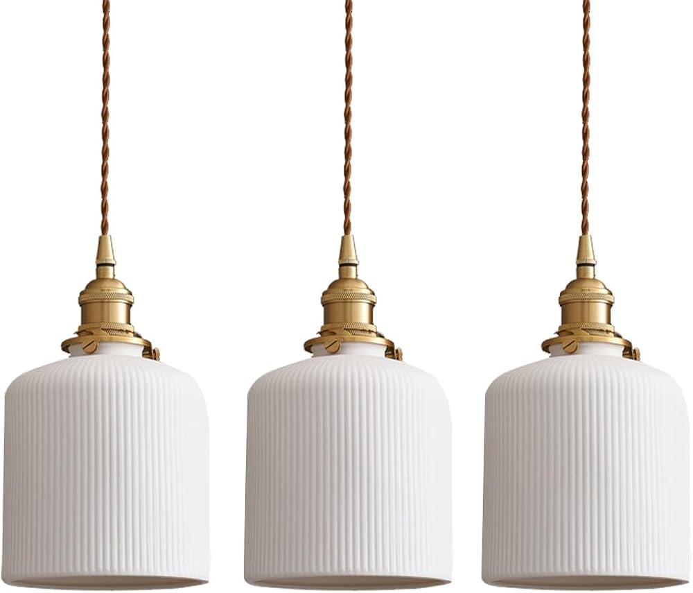 Ceramic Pendant Light Fixture Set of 3, Dome Hanging Light, Adjustable Pendant Lighting for Kitch... | Amazon (US)