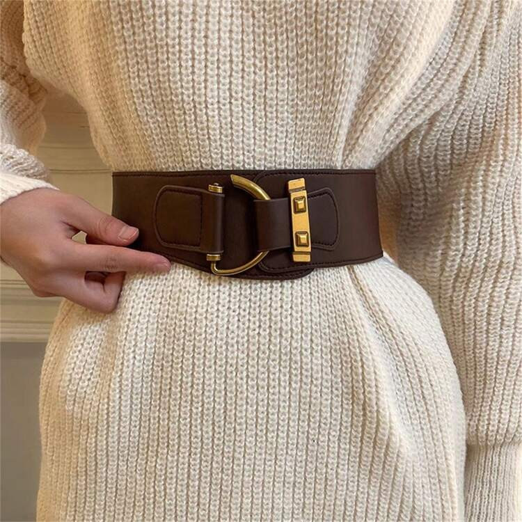 1pc Women's Coffee-Colored Waist Belt For Decorated Coat/Blazer, Elastic & Stretchy Without Holes... | SHEIN