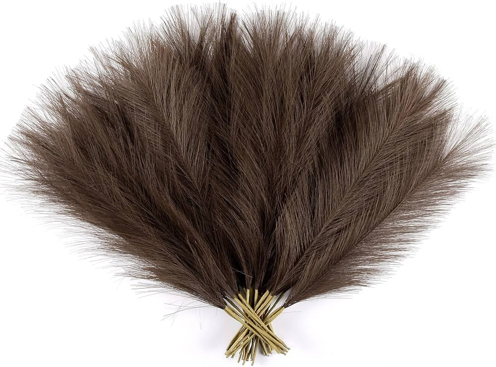 Dark Brown Pampas Grass Decor, 30 Pcs 17" Faux Pampas Grass Short Decor, Pompas Grass Flower Arra... | Amazon (US)